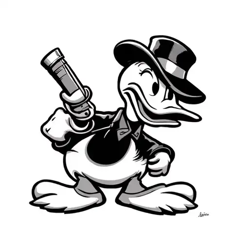 Gangster Donald Duck tattoo design idea