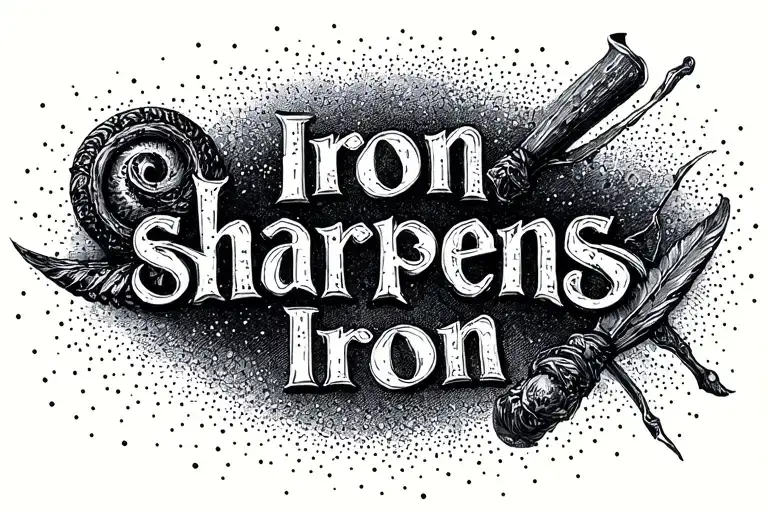 Quote 'Iron sharpens iron' tattoo design idea