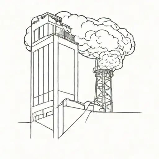 faceted snow grain elevator on fire tattoo design idea