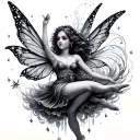 fairy flying with pixie dust tattoo design idea