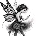 fairy flying with pixie dust tattoo design idea