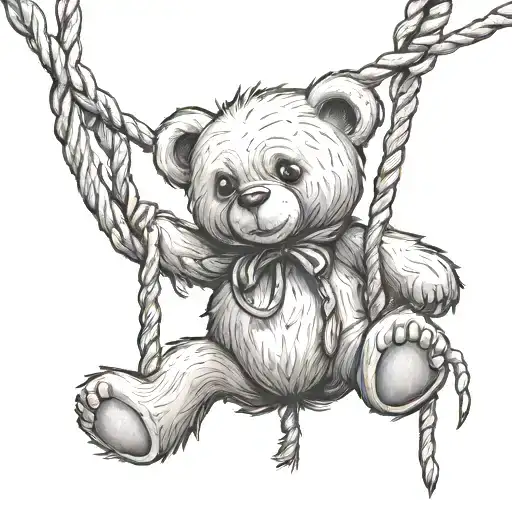 emo teddy bear hanging from noose tattoo design idea