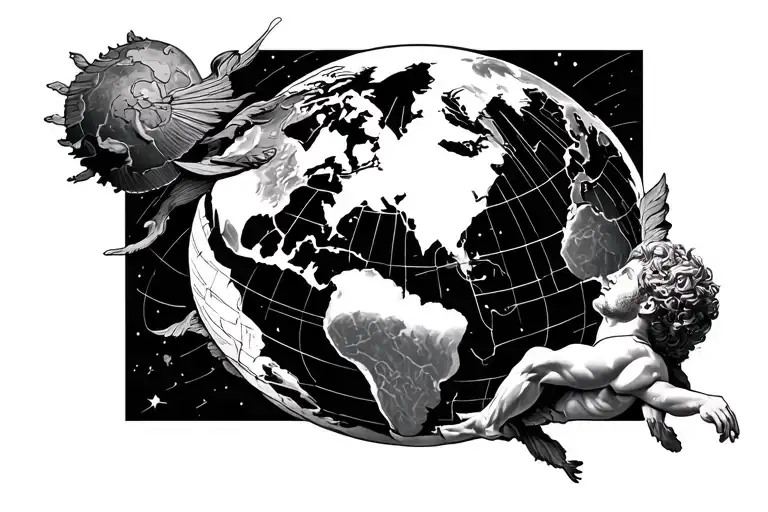 Atlas carrying the world tattoo design idea