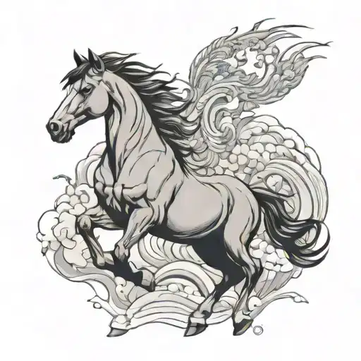 26.2 in Japanese horses tattoo design idea