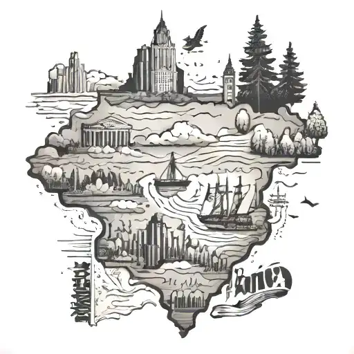 an Arrow through the states of Minnesota, Indiana, New Jersey, Ohio tattoo design idea
