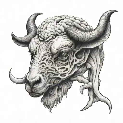 lamb crushing skull tattoo design idea