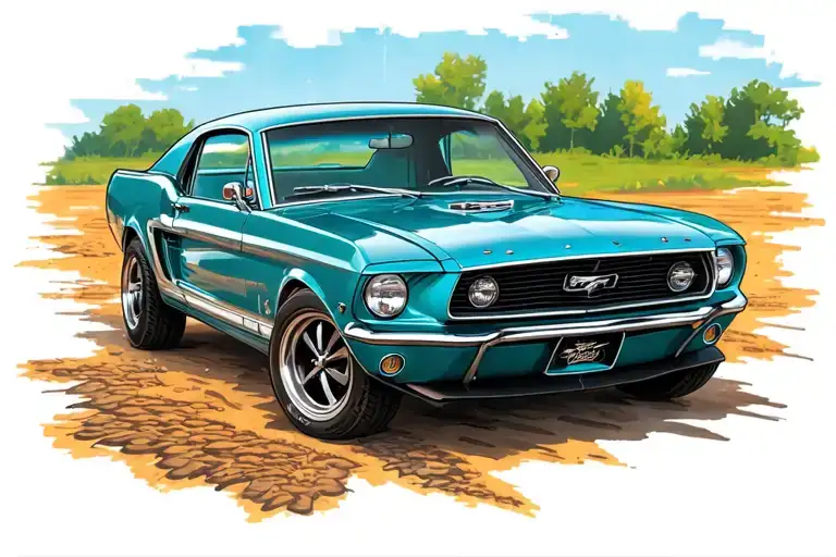 1968 ford mustang tattoo design idea