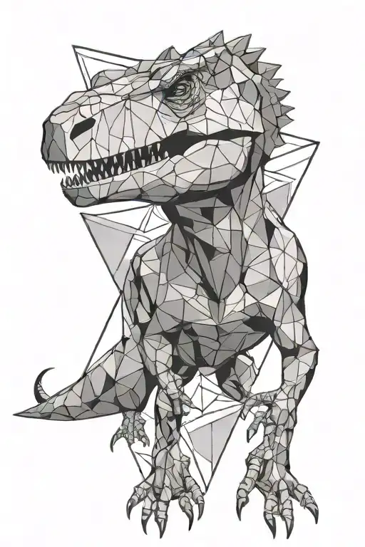 trex geometric tattoo design idea