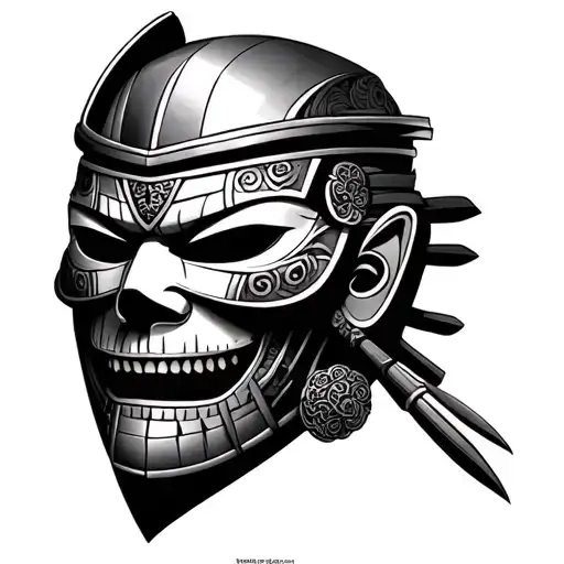 Samurai Death Mask tattoo design idea