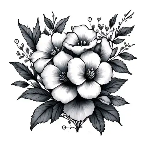 hearts and Catalina flowers coming tattoo design idea