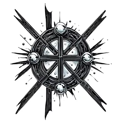 Cross bubbles inside cut out of the skin tattoo design idea