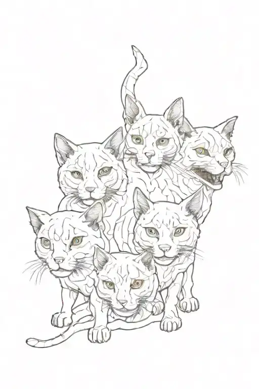 3 headed kerberos guarding a cat tattoo design idea