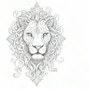Cross with Lion eyes and scripture verses flowing tattoo design idea
