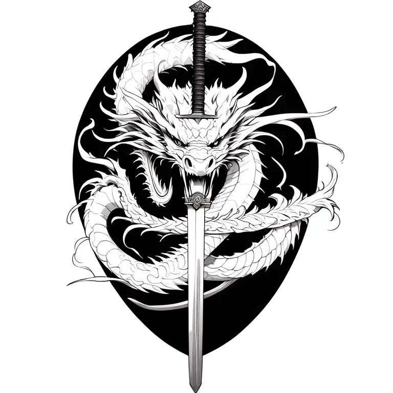 dragon katana with samurai warrior tattoo design idea