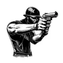 Stickman shooting a gun tattoo design idea