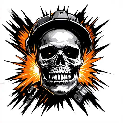 welder half skull face welding overhead tattoo design idea