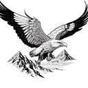 simple eagle soaring with mountain scene tattoo design idea