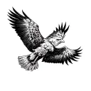 simple eagle soaring with mountain scene tattoo design idea
