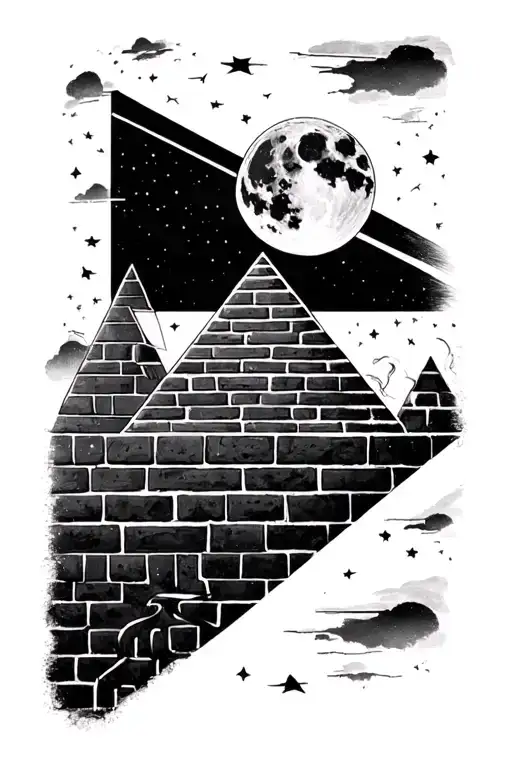 pink floyd prism and moon and the brick wall tattoo design idea