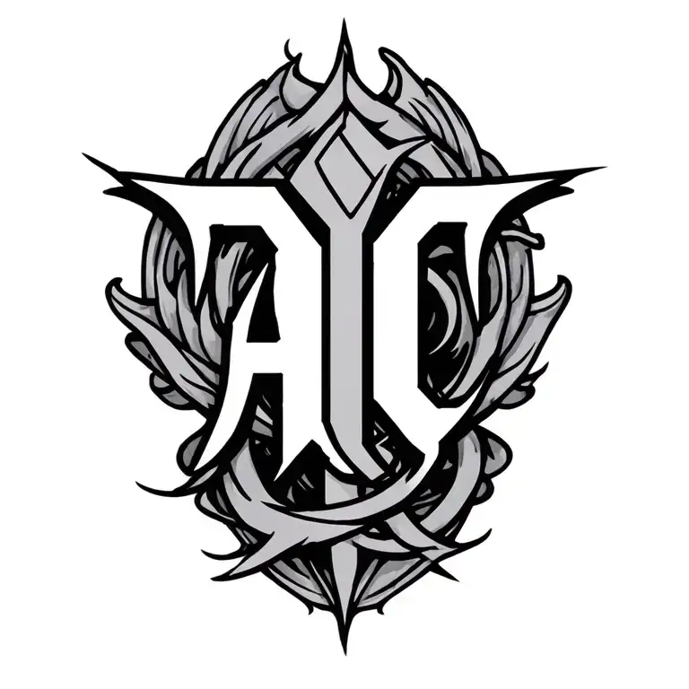"AC" initials intertwined tattoo design idea