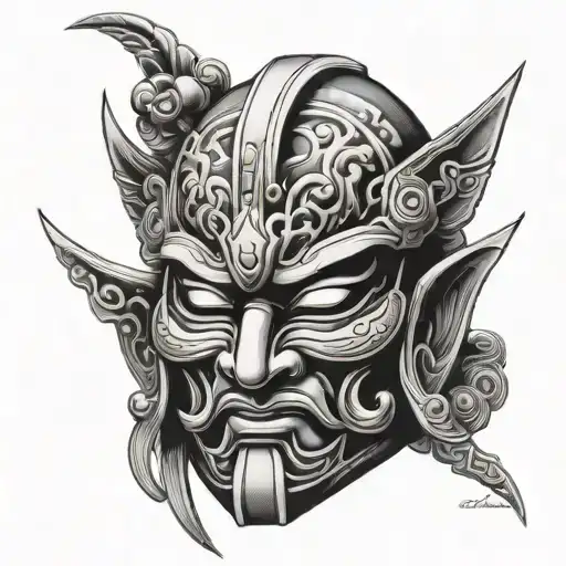 shogun mask tattoo design idea
