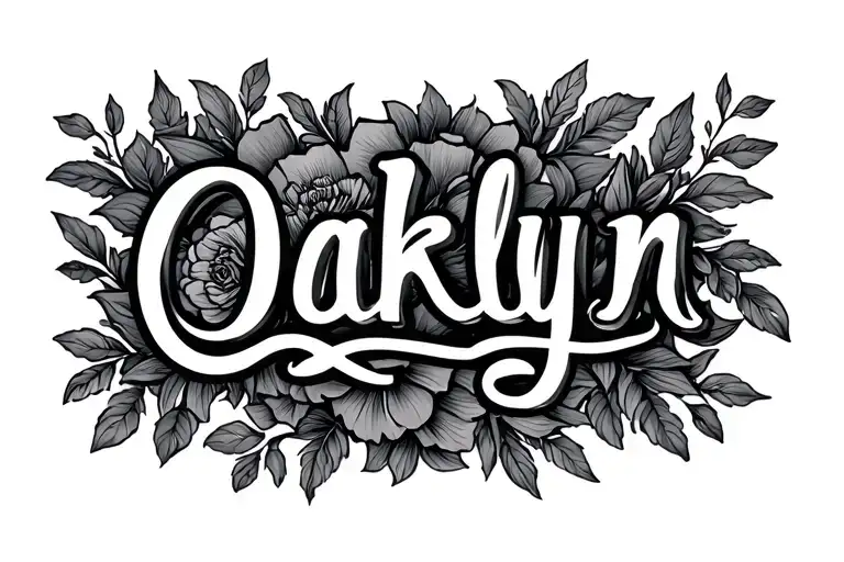 "Oaklyn" daughter name tattoo design idea