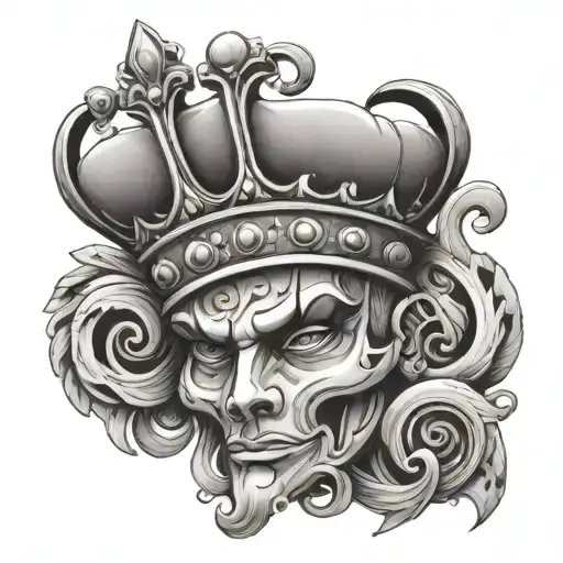 letter E with a crown on its head tattoo design idea