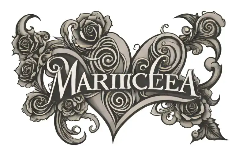 Maricela name written tattoo design idea