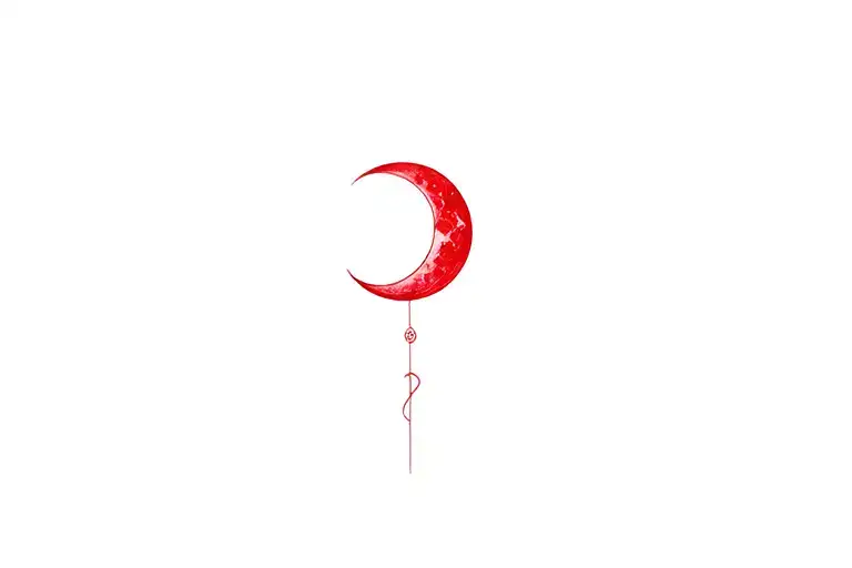999 red ink with moon tattoo design idea