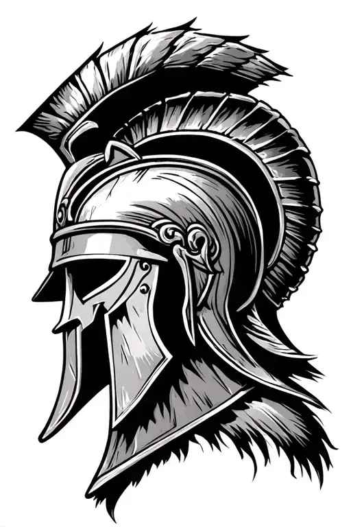 greek warrior spartan helmet, looking old but modern with some background of powerfull battle tattoo design idea
