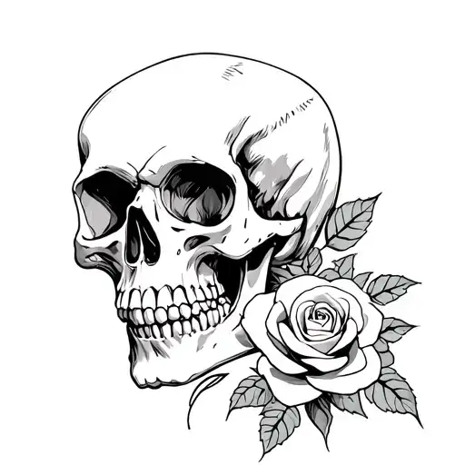 jose guadalupe posada skull only and rose side profile tattoo design idea