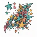 A lot of small colorful stars are standing scattered around tattoo design idea