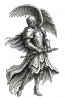 archangel Gabriel badass with armor and helmet  tattoo design idea