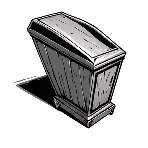 juice box coffin standing tattoo design idea