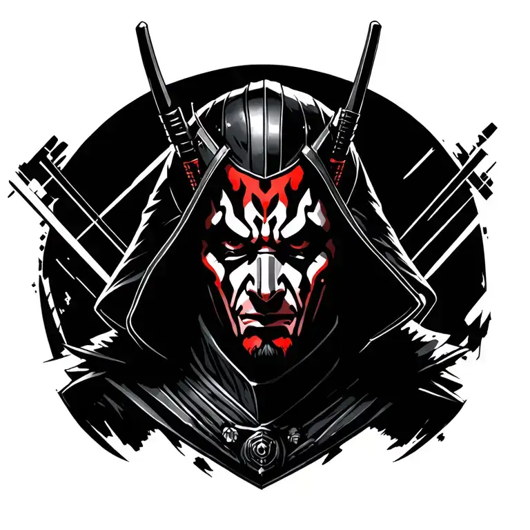 star wars darth maul samurai theme tattoo design idea