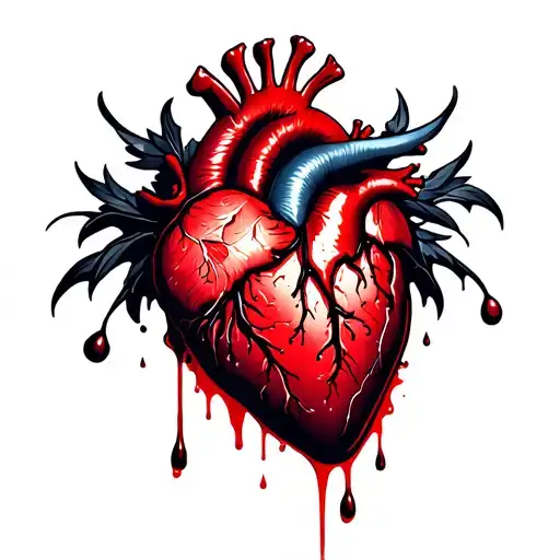 heart dripping blood sad tattoo design idea