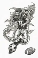 a football with the laces on the front with Canales coming out of the back  tattoo design idea