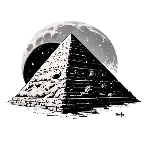 Vikings exploring the dark side of the moon. there is a pyramid on the moon tattoo design idea
