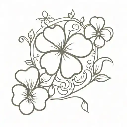 four leaf clover and fleur de lys flower tattoo design idea