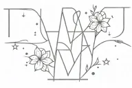 minimaliste tattoo desing with the number 11:11 included , with stars  and flowers saying divine timing in cursive  tattoo design idea