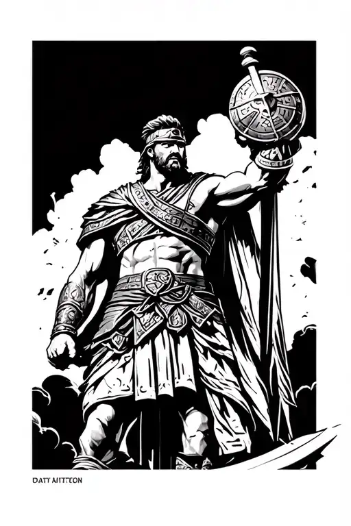 colloseeum and gladiator standing triumphantly tattoo design idea