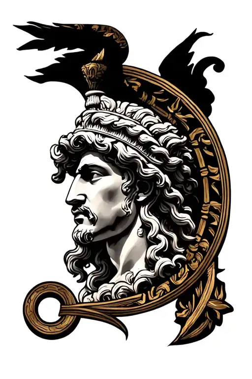 Greek god symbol in alchemy tattoo design idea