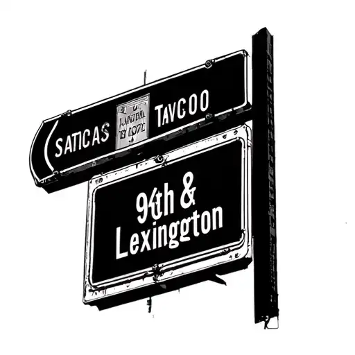 96th & Lexington Avenue street sign in NYC skyline tattoo design idea