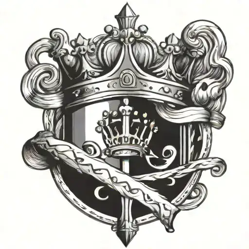 men's crown holding book tattoo design idea