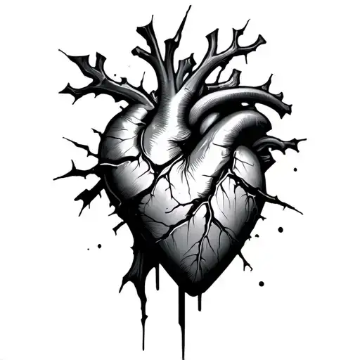 shattered heart tattoo design idea