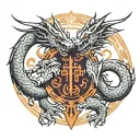 Gemini's Dragon With warrior protector & shining tattoo design idea