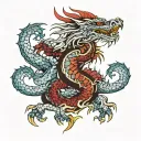 Gemini's Dragon With warrior protector & shining tattoo design idea