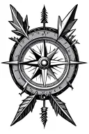 compass and broken arrows tattoo design idea