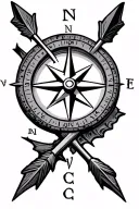 compass and broken arrows tattoo design idea