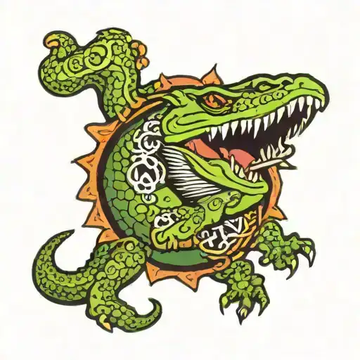 The inscription "Rem Digga" in a green crocodile tattoo design idea